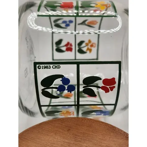 Vintage 1983 Anchor Hocking Floral Glass Jar - Picture 3 of 5